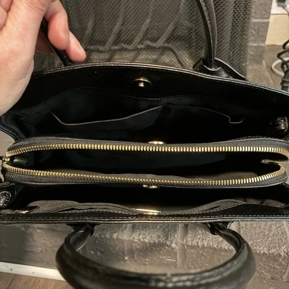 Furla Black Saffiano Leather Tote with Gold Charm - Picture 3 of 5